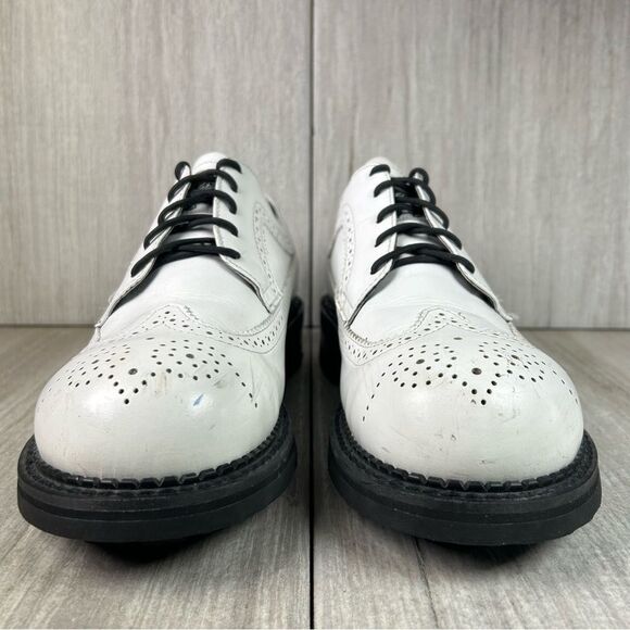 RARE Vintage Smack Creeper White Patent Leather Chunky Lace Up Boot Mens Size 9 - Picture 5 of 10